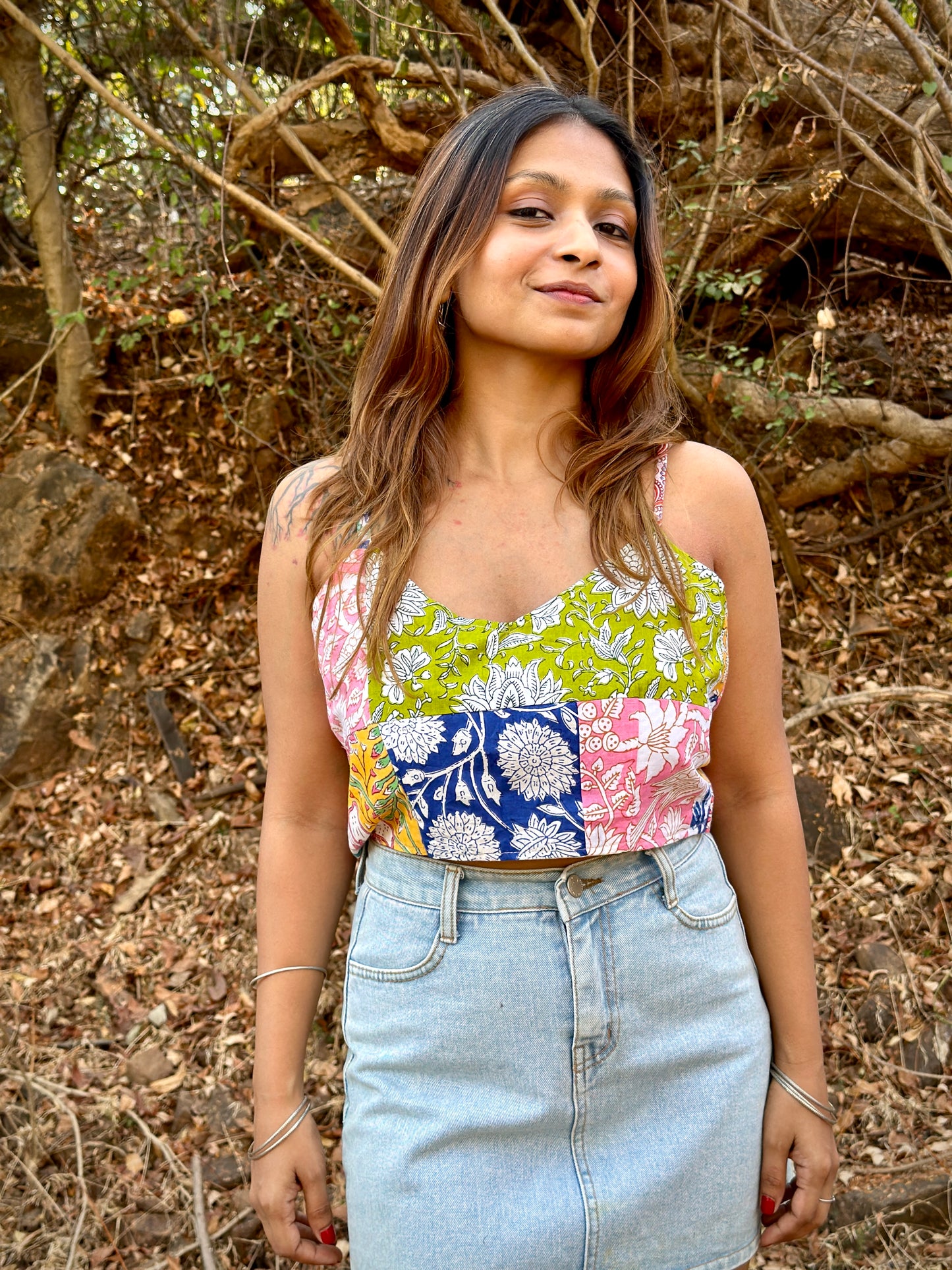 Floral Spaghetti Crop Top