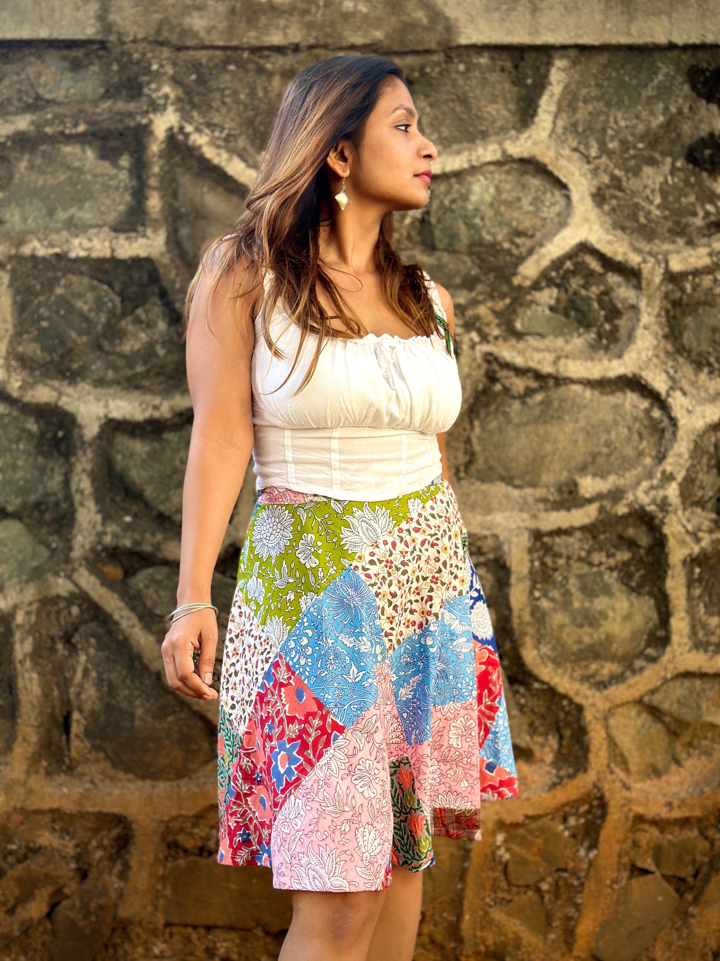 Floral Patchwork Wrap Skirt