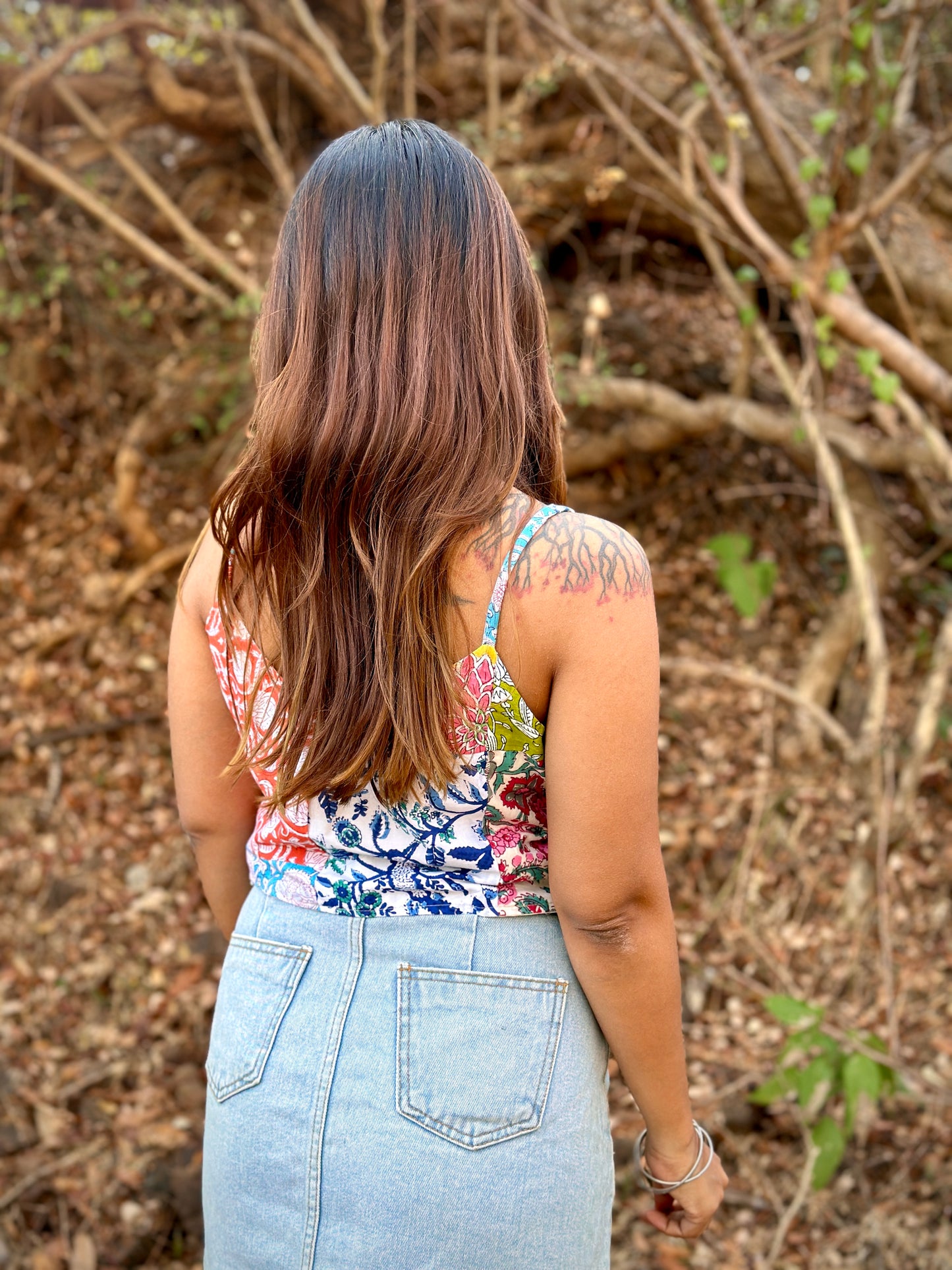 Floral Spaghetti Crop Top