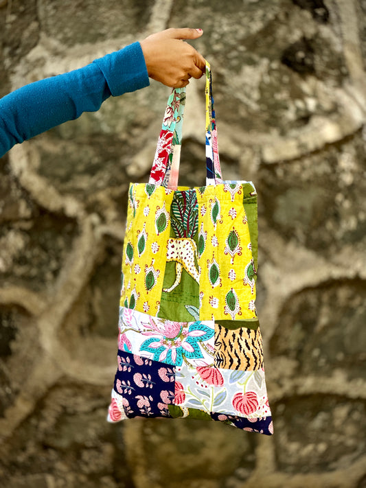 Poppin Patchwork Tote Bag